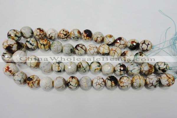 CAG4575 15.5 inches 16mm faceted round fire crackle agate beads