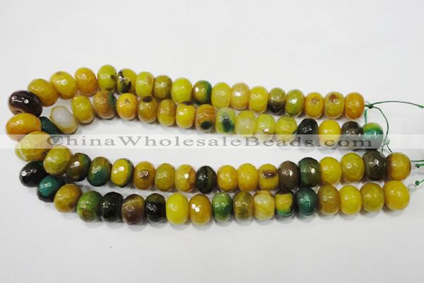 CAG4596 15.5 inches 10*14mm faceted rondelle agate beads wholesale