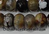 CAG4598 15.5 inches 12*16mm faceted rondelle fire crackle agate beads