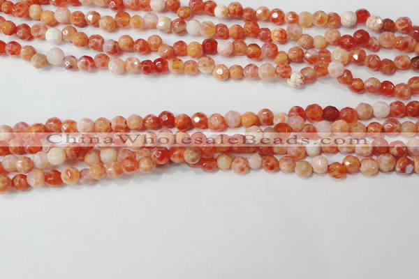 CAG4607 15.5 inches 4mm faceted round fire crackle agate beads