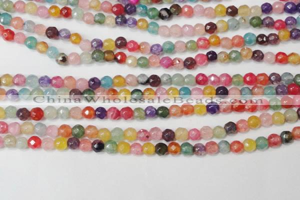CAG4608 15.5 inches 4mm faceted round fire crackle agate beads