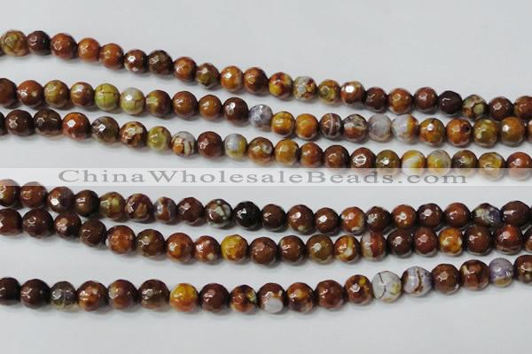 CAG4617 15.5 inches 6mm faceted round fire crackle agate beads