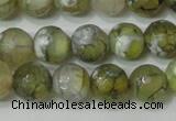 CAG4627 15.5 inches 6mm faceted round fire crackle agate beads