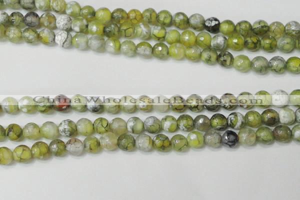 CAG4627 15.5 inches 6mm faceted round fire crackle agate beads