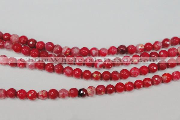 CAG4640 15.5 inches 6mm faceted round fire crackle agate beads