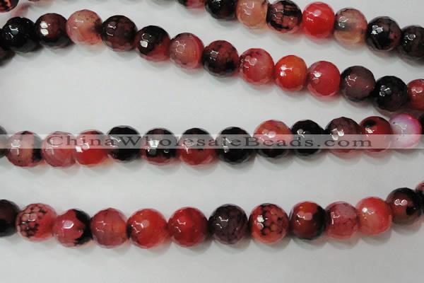 CAG4668 15.5 inches 10mm faceted round fire crackle agate beads