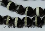 CAG4678 15.5 inches 12mm faceted round tibetan agate beads wholesale