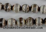 CAG4724 15 inches 10mm faceted round tibetan agate beads wholesale