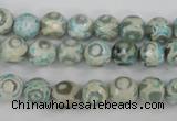 CAG4730 15 inches 8mm faceted round tibetan agate beads wholesale