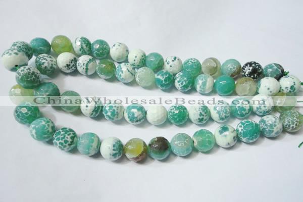 CAG4795 15.5 inches 14mm faceted round fire crackle agate beads