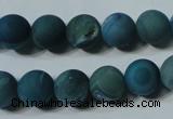 CAG4799 15.5 inches 10mm round matte druzy agate beads wholesale