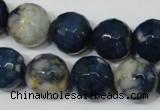 CAG4809 15 inches 14mm faceted round fire crackle agate beads