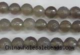 CAG4826 15 inches 8mm faceted round grey agate beads wholesale