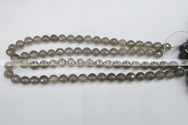 CAG4827 15 inches 10mm faceted round grey agate beads wholesale