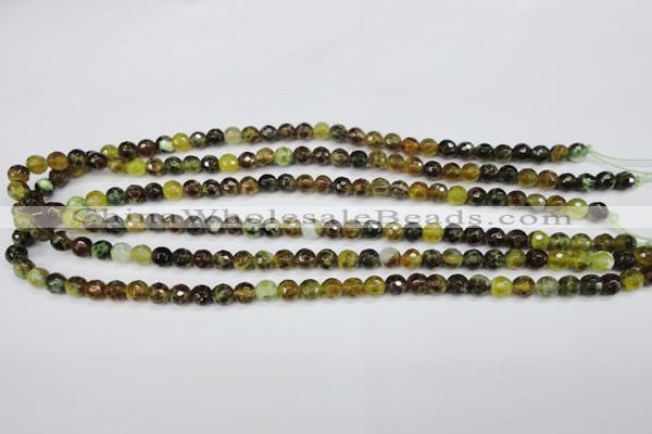 CAG4841 15 inches 6mm faceted round dragon veins agate beads