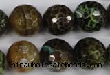 CAG4846 15 inches 16mm faceted round dragon veins agate beads