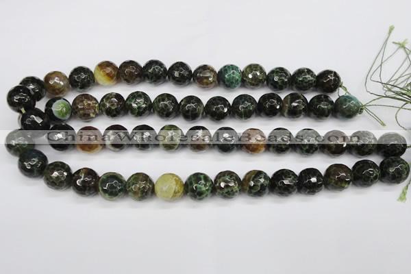 CAG4855 15 inches 14mm faceted round dragon veins agate beads