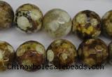 CAG4866 15 inches 16mm faceted round dragon veins agate beads