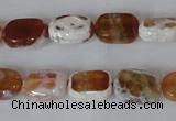 CAG4879 15 inches 10*14mm faceted rectangle fire crackle agate beads