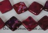 CAG4883 15 inches 14*14mm faceted diamond fire crackle agate beads