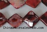 CAG4886 15 inches 14*14mm faceted diamond fire crackle agate beads