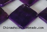 CAG4888 15 inches 25*25mm faceted diamond fire crackle agate beads