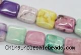 CAG4910 15.5 inches 12*12mm square dyed white agate beads