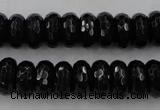 CAG5065 15.5 inches 6*12mm faceted rondelle black agate beads