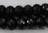 CAG5066 15.5 inches 10*13mm faceted rondelle black agate beads