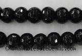 CAG5068 15.5 inches 8*10mm faceted rondelle black agate beads