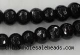 CAG5069 15.5 inches 7*11mm faceted rondelle black agate beads