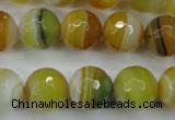 CAG5105 15.5 inches 14mm faceted round line agate beads wholesale