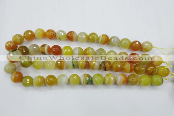 CAG5105 15.5 inches 14mm faceted round line agate beads wholesale