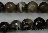 CAG5110 15.5 inches 14mm faceted round line agate beads wholesale