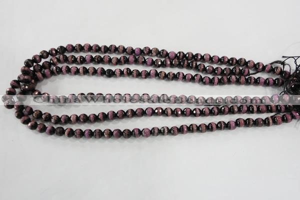 CAG5138 15 inches 6mm faceted round tibetan agate beads wholesale