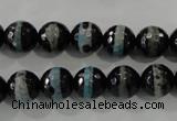 CAG5147 15 inches 10mm faceted round tibetan agate beads wholesale