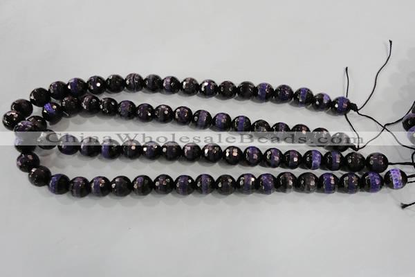 CAG5150 15 inches 10mm faceted round tibetan agate beads wholesale