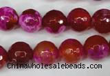 CAG5184 15 inches 12mm faceted round fire crackle agate beads