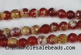 CAG5186 15 inches 6mm faceted round fire crackle agate beads