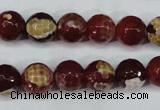 CAG5188 15 inches 10mm faceted round fire crackle agate beads