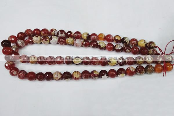 CAG5188 15 inches 10mm faceted round fire crackle agate beads