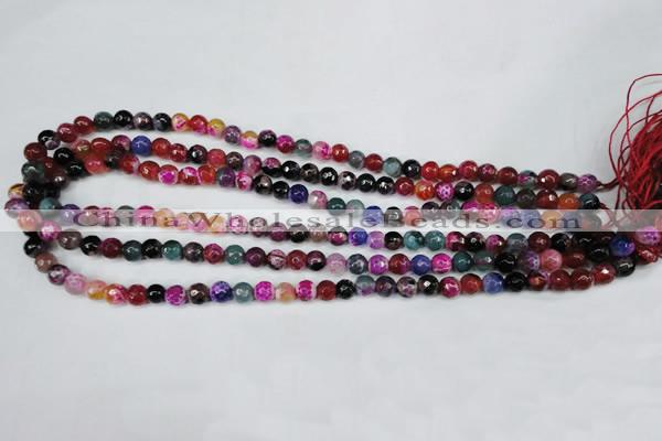 CAG5191 15 inches 6mm faceted round fire crackle agate beads