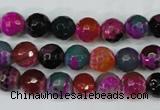 CAG5192 15 inches 8mm faceted round fire crackle agate beads