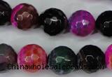 CAG5195 15 inches 14mm faceted round fire crackle agate beads