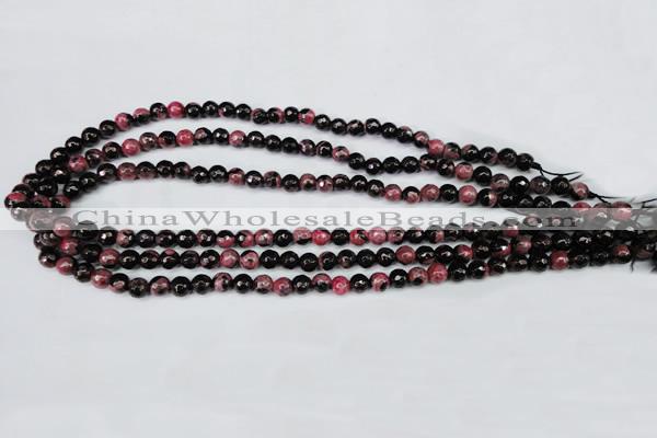 CAG5197 15 inches 6mm faceted round fire crackle agate beads