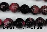 CAG5200 15 inches 12mm faceted round fire crackle agate beads