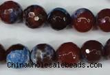 CAG5218 15 inches 12mm faceted round fire crackle agate beads