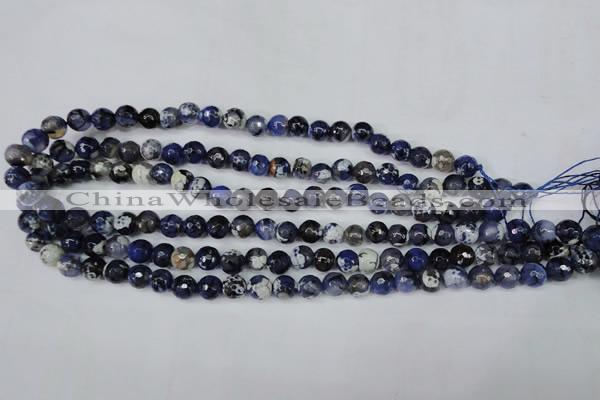 CAG5222 15 inches 8mm faceted round fire crackle agate beads