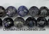 CAG5229 15 inches 12mm faceted round fire crackle agate beads