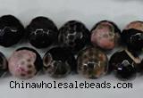 CAG5233 15 inches 12mm faceted round fire crackle agate beads